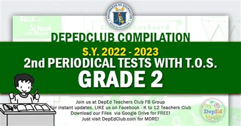 Grade 2 2nd Periodical Tests With Tos Sy 2022 2023