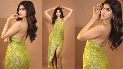 sakshi malik oozes glamour in this golden bodycon dress with a plunging neckline hindi movie