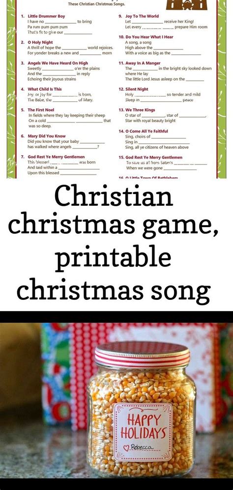 Christian Christmas Game Printable Christmas Song Game Christmas