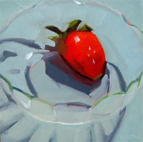 Daily Paintworks Strawberry In Glass Bowl Original Fine Art For