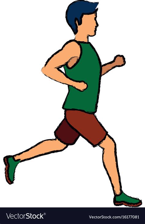 Running Man In Jersey Profile Side View Royalty Free Vector