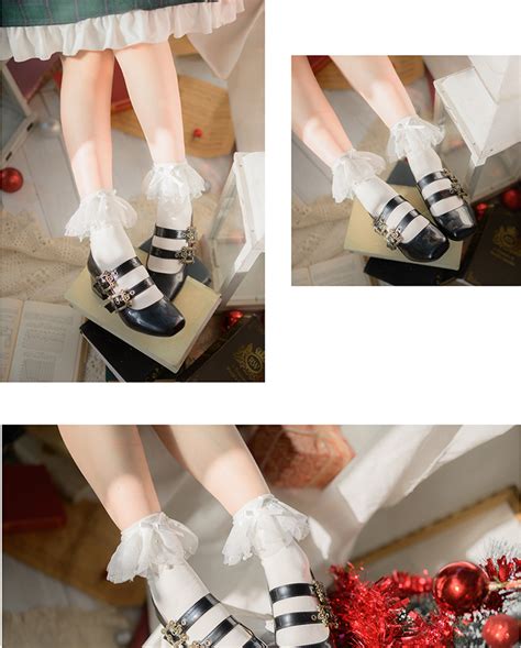 Pearl Girl Lolita Socks Female Spring Bow Socks Lolita Lace Cotton