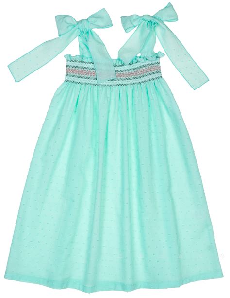 This parides amazonia dress gives you three very different looks in one by simply tying in different ways. Nueces Kids Girls Aqua Green Smocked Sun Dress | Missbaby