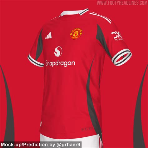 Adidas Manchester United Snapdragon 24 25 Home Kit Mock Up Footy