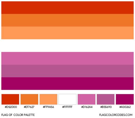Lesbian Pride Flag Color Codes