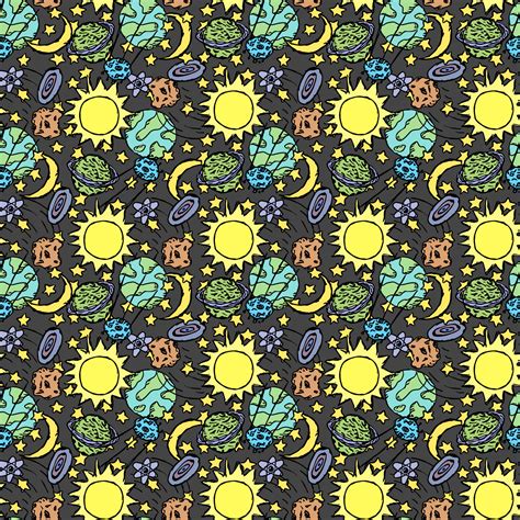 Seamless Space Pattern Cosmos Background Doodle Vector Space