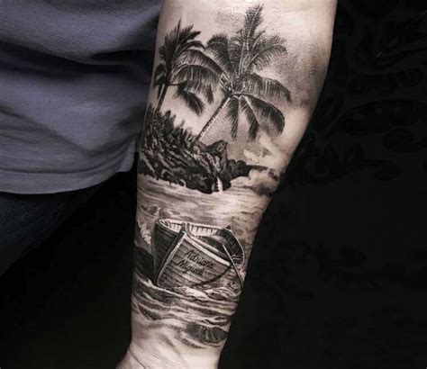 Beach And Boat Tattoo By Alex Legaza Photo 25301