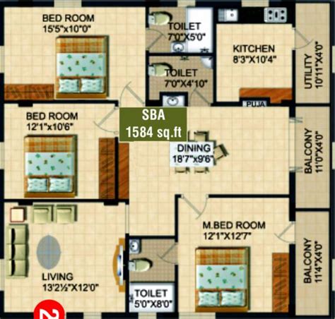 1584 Sq Ft 3 Bhk Floor Plan Image Sai Shakthi Avhni Available For