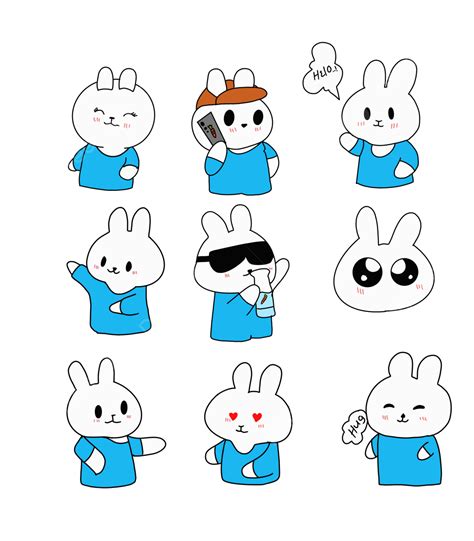 Cute Bunny Sticker Set Rabbit Sticker Cute Png Transparent Clipart