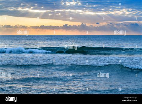 Usa Florida Ocean Waves At Sunset Stock Photo Alamy