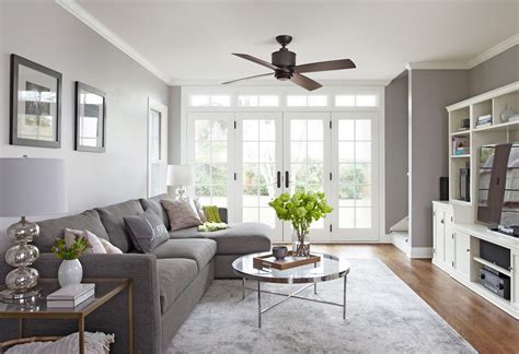 9 foot ceiling = 12 inch down rod; How to Size and Install a Ceiling Fan | Revere pewter living room, Living room colors, Living ...