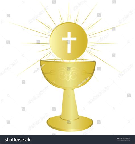 First Communion Chalice Symbol Nice Invitation Stock