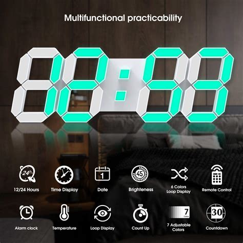 3d Led Wall Clock 7 Colors 15 With Remote Controldigital Alarm Clock