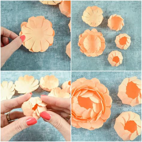 Peony Paper Flower Template Step By Step Easy Paper Flower Tutorial
