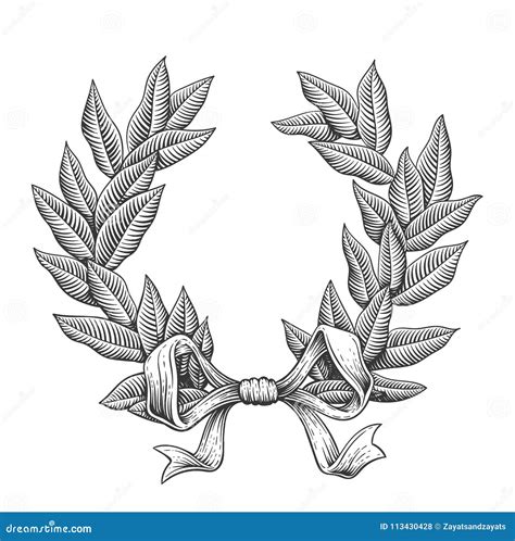 Line Art Laurel Wreath Stock Vector Illustration Of Prize 113430428