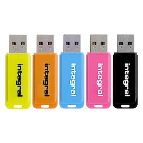 Integral 16gb Neon Usb Flash Drives 12mbs 5 Pack Ffp Us2237