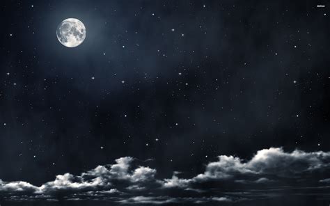 Dark Night With Moon And Stars 2880x1800 Download Hd Wallpaper