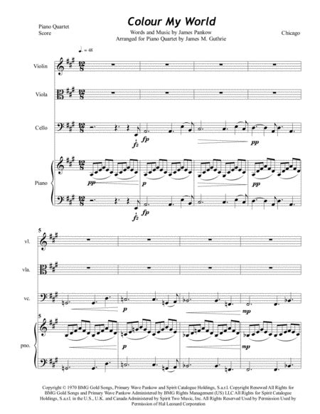 Colour My World Sheet Music Chicago String Ensemble