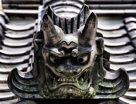 They are generally roof tiles or statues depicting a japanese ogre (oni) or a fearsome beast. Onigawara Roof Tiles | JapanVisitor Japan Travel Guide