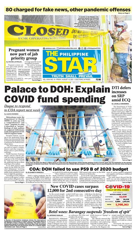 The Philippine Star August 13 2021 Newspaper Get Your Digital