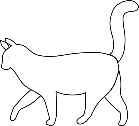 White Cat Outline Clip Art Cartoon Cat Side View Png Download