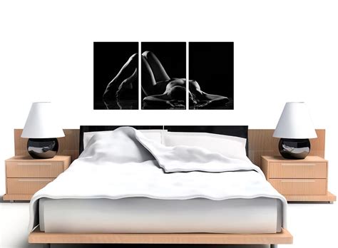 Set Of Three Piece Erotic Black White Canvas Art Bedroom Pictures 3082
