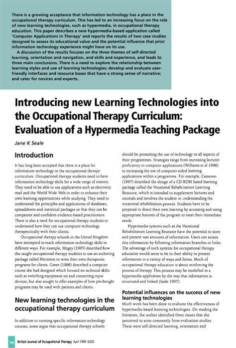 Pdf Introducing New Learning Technologies Into The Occupational