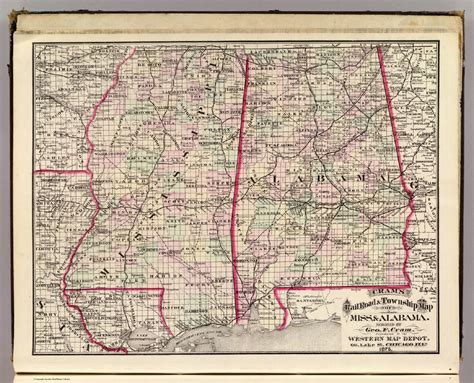 Crams Rail Road And Township Map Of Miss And Alabama Published By Geo F