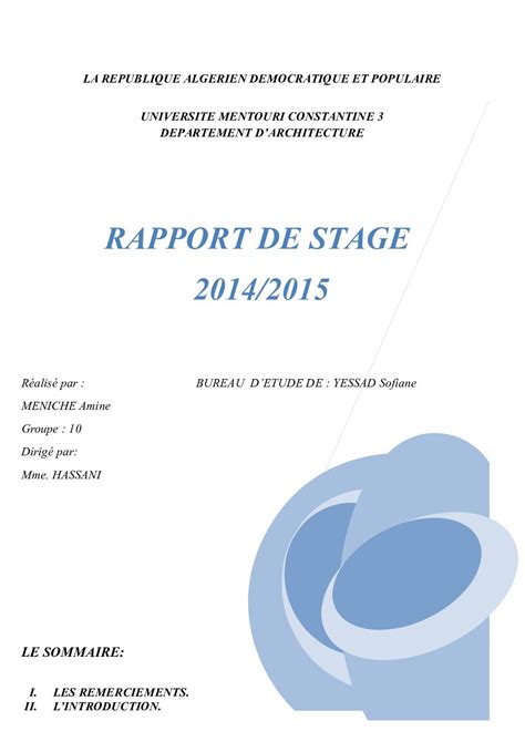 Calaméo Rapport De Stage Amine 2015