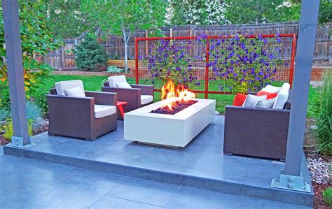Modern Outdoor Living Space With Steel Fire Pit And