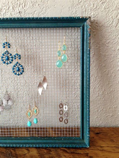 Chicken Wire Earring Holder Distressed Jewelry Organizer Rustic