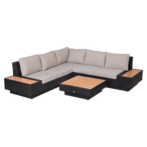 Tectake rattan day bed sun lounger recliner garden furniture black | garden rattan furniture. Outsunny 4 Pcs Rattan Sofa Furniture Set W/Cushions-Black ...