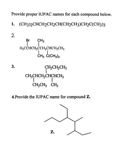 Solved Provide Proper Iupac Names For Each Compound Below My Xxx Hot Girl