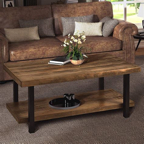 Harperandbright Designs Industrial Rectangular Pine Wood Coffee Table