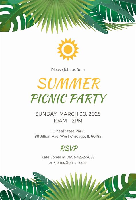 Party Invitation Template Microsoft Word Elegant Free Summer Picnic