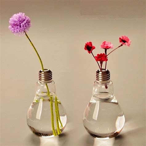 Stand Light Bulb Shape Glass Vase Flower Plant Container