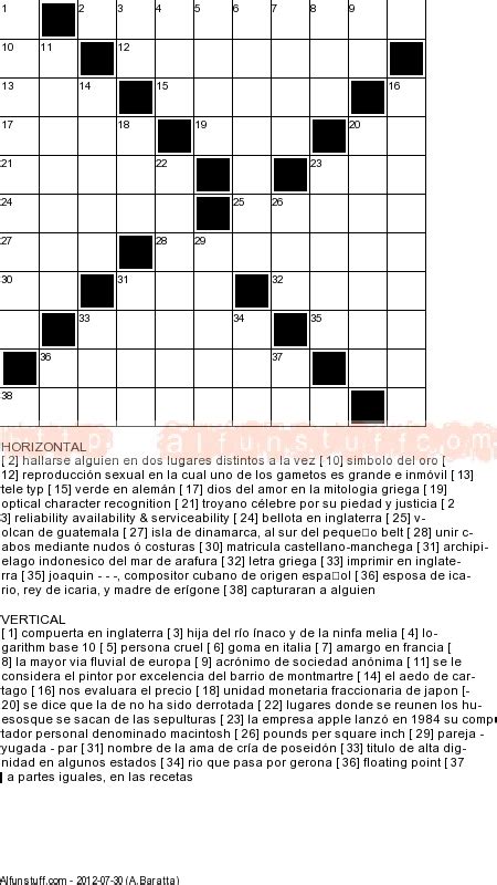 Spanish Crossword Puzzlesprintable Spanish Gamesspanish Learning Games