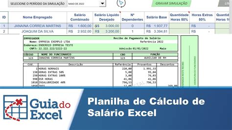 Planilha de Cálculo de Salário Excel Holerite Excel YouTube