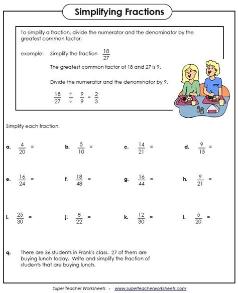 Simplifying (or reducing ) fractions means to make the fraction as simple as possible. Simplifying Fractions Worksheet (With images ...