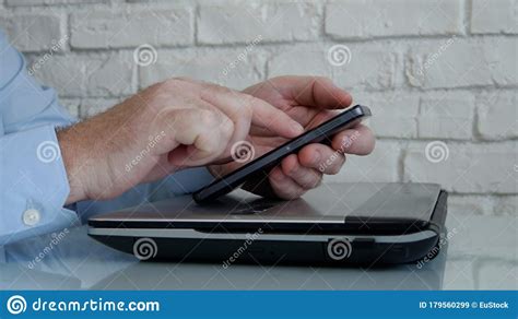 Businessman Working From Home Use Mobile And Internet Connection Accessing From Distance Company ...