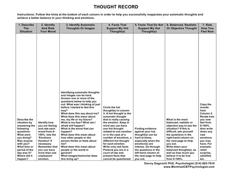 Thought Record Worksheet Pdf Thought Mood Psychology