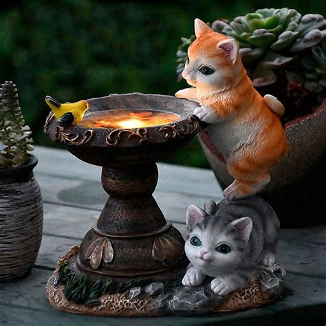 Buy Fmxymc Garden Cat Statue Figurine With Solar Light Indooroutdoor