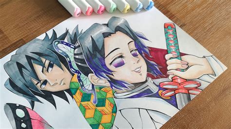 Drawing Demon Slayer Shinobu Kocho And Tomioka Giyuu Kimetsu No Yaiba