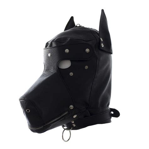 Pu Leather Sex Cosplay Dog Mask Hoodexposed Eyes Fetish Bdsm Bondage