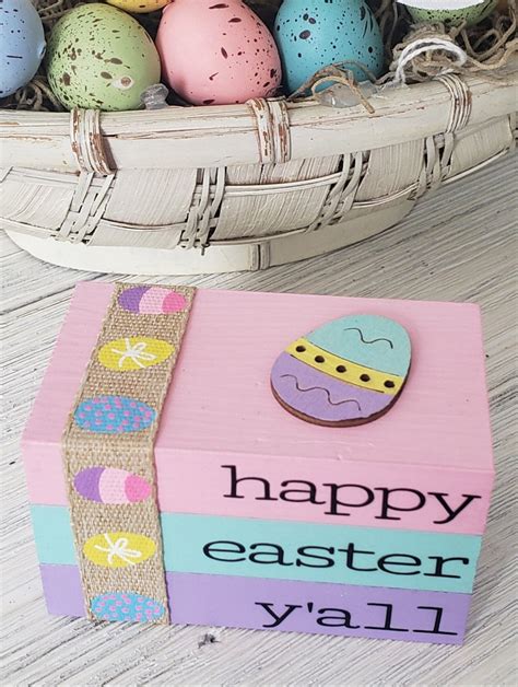 Easter Mini Book Stackhappy Easter Yalltier Tray Decor Etsy
