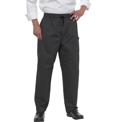 Chefs Trousers Unisex Pants Catering Uniform Elasticated Waist Black