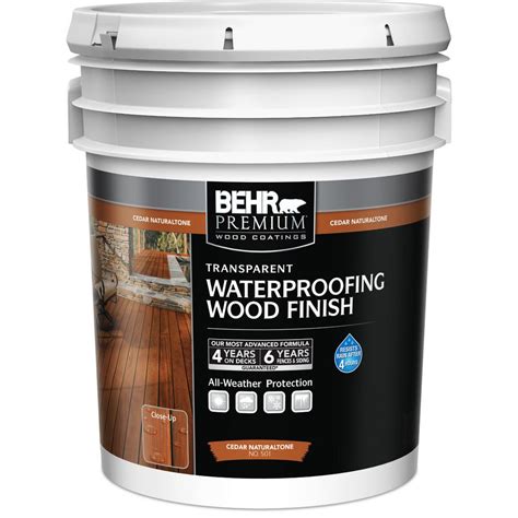 Cedar naturaltone transparent waterproofing wood finish is ideal for decks, fences, siding, and outdoor furniture, where a clear or our no. BEHR Premium 5 gal. Cedar Naturaltone Transparent ...