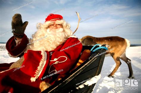 Father Christmas At Saariselkä Finnish Lapland Finland Stock Photo