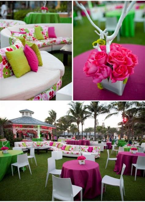 Pink And Green Party Decoration Green Party Decorations Event Decor