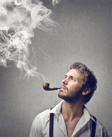 Man Smoking A Pipe Stock Image Image Of Wall Caucasian 29795869